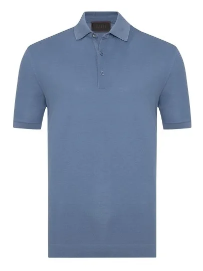 Gallus Blue Polo Collar Pique Cotton Regular Fit T-Shirt - Gallus