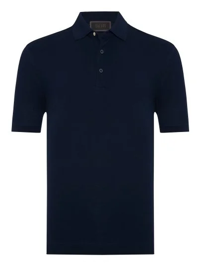 Gallus Navy Blue Polo Collar Pique Cotton Regular Fit T-Shirt - Gallus