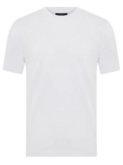 Gallus White Knitted Crew Neck Mercerized Regular Fit T-Shirt - Gallus