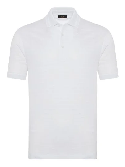 Gallus White Textured Polo Neck Regular Fit T-Shirt - Gallus