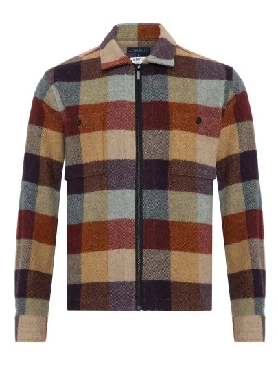 Germirli Albiate Colorblock Warm Plaid Wool Utility Jacket Shirt - Germirli 
