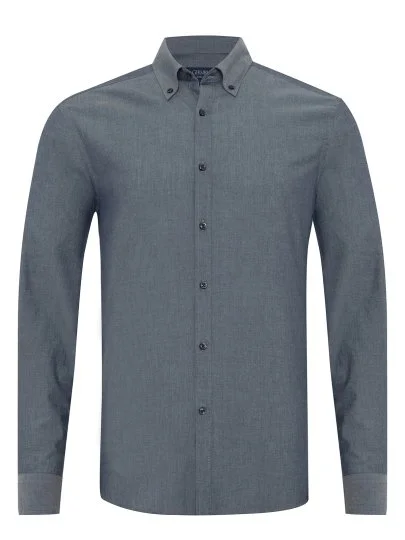 Germirli Albini Indigo Color Button-down Collar Tailor Fit Cotton Denim Shirt - Germirli 