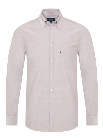 Germirli Beige Button-Down Collar Pocket Tailor Fit Sport Oxford Men's Shirt - Germirli 