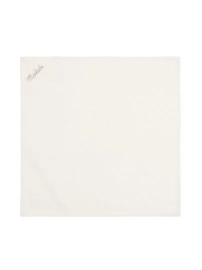 Germirli Beige Hello Embroidered Tencel Cotton Handkerchief - Germirli 