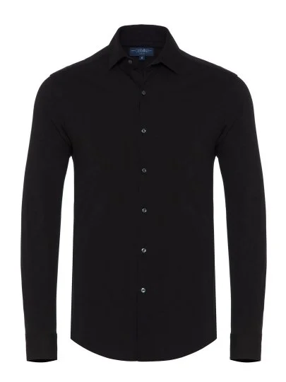 Germirli Black Cotton 3D Germirli Slim Fit Active Shirt - Germirli 