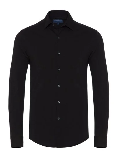 Germirli Black Cotton 3D Germirli Slim Fit Active Shirt - Germirli 