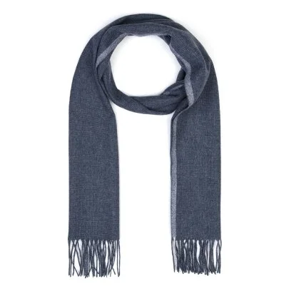 Blue Micro Patterned Wool Scarf with Germirli - Germirli 