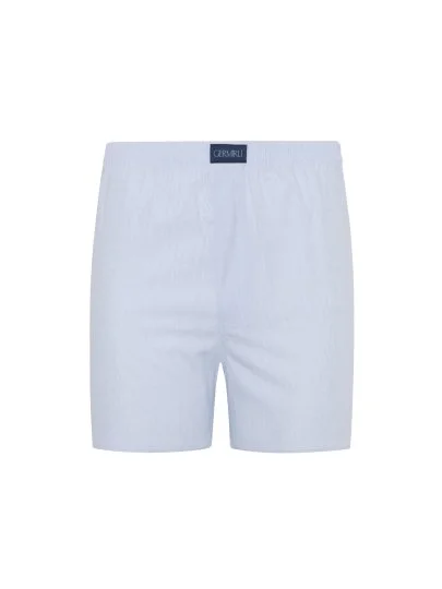 Blue and White Patterned Cotton Boxer Shorts with Germirli - Germirli 