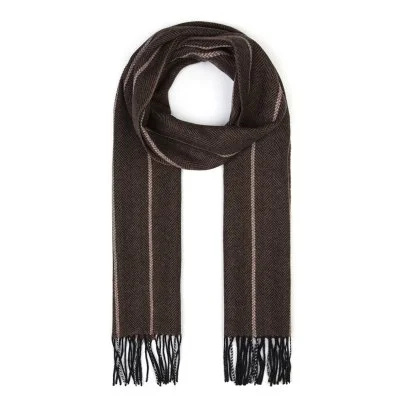 Germirli Brown Herringbone Wool Scarf - Germirli 
