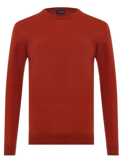 Germirli Crew Neck Tile Color Merino Wool Sweater - Germirli 