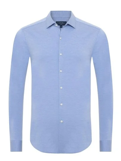 Germirli Dark Blue Soft Collar Albini 3D Germirli Slim Fit Active Textured Shirt - Germirli 
