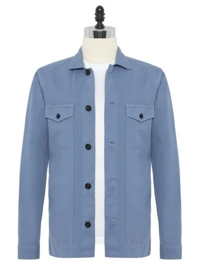 Germirli Elemental Blue Vintage Side Pocket Cotton Linen Jacket Shirt - Germirli 
