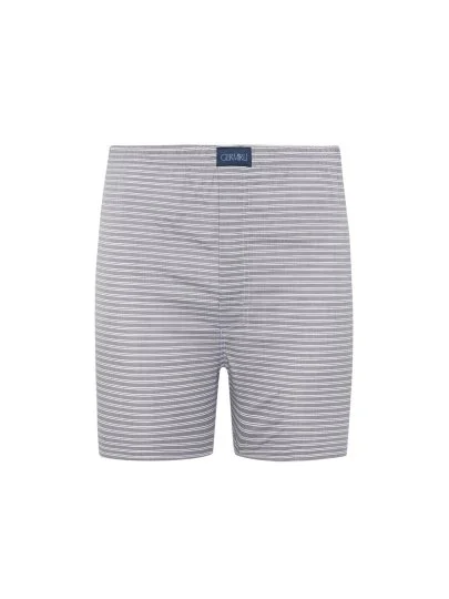 Germirli Grey, White Thick Striped Cotton Boxer Shorts - Germirli 