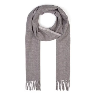 Grey Micro Patterned Wool Scarf with Germirli - Germirli 