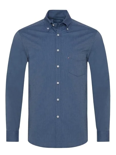 Germirli Indigo Blue Button-Down Collar Pocket Tailor Fit Sport Oxford Men's Shirt - Germirli 