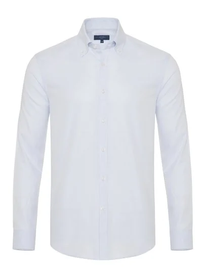 Germirli Light Blue Micro Pattern Oxford Button-down Collar Tailor Fit Shirt - Germirli 