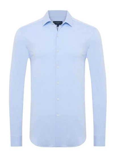 Germirli Light Blue Soft Collar Albini 3D Germirli Slim Fit Active Textured Shirt - Germirli 