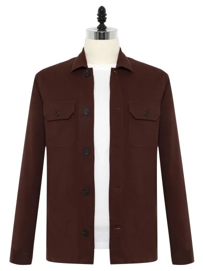 Germirli Claret Red Tailor Fit Relaxed Fit Cotton Jacket Shirt - Germirli 