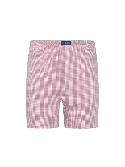Germirli Claret Red White Checkered Cotton Boxer Shorts - Germirli 