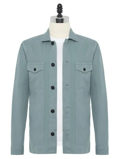 Germirli Mineral Green Vintage Side Pocket Cotton Linen Jacket Shirt - Germirli 