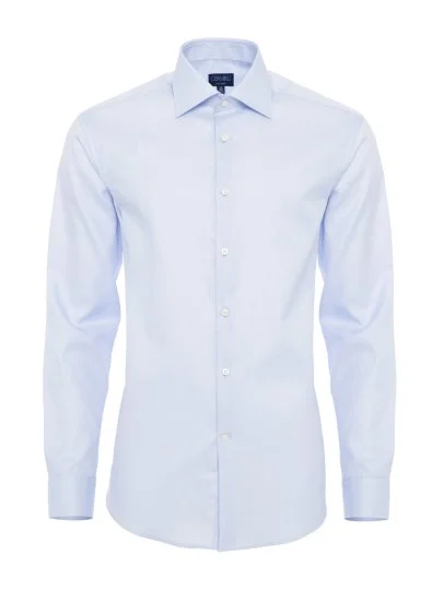 Germirli Non Iron Light Blue Twill Classic Collar Tailor Fit Journey Shirt - Germirli 