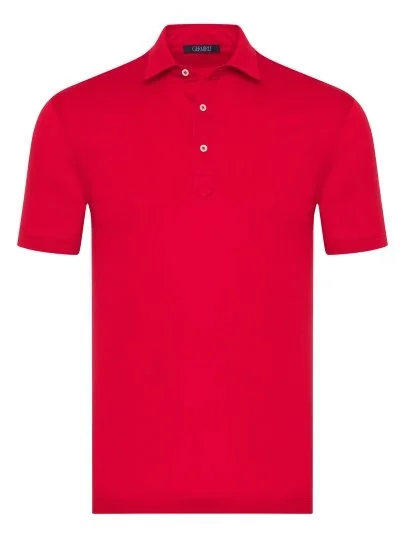Germirli Red Piquet Shirt Collar Regular Fit Mercerized T-Shirt - Germirli 