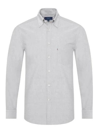 Germirli Stone Color Button-Down Collar Pocket Tailor Fit Sport Oxford Men's Shirt - Germirli 