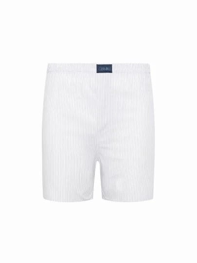 Germirli White, Black Thin Striped Cotton Boxer Shorts - Germirli 