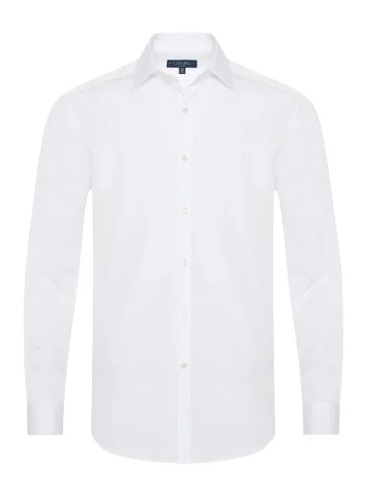 Germirli White Tailor Fit 120/2 Journey Non Iron Cotton Classic Collar Shirt - Germirli 