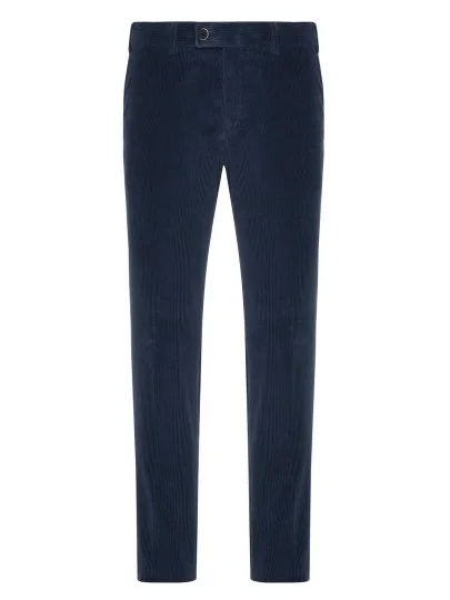 Hiltl Aviator Blue Cotton Wool Slim Fit Chino Luxury Velvet Men's Trousers - Hiltl