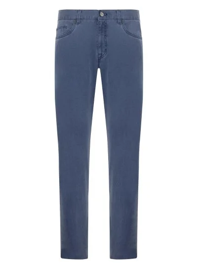 Hiltl Blue 5 Pocket Textured Cotton Elastane Slim Fit Trousers - Hiltl