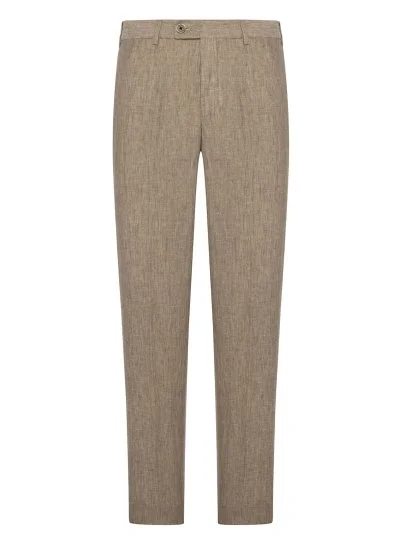 Hiltl Chino Sand Beige Pure Linen Regular Fit Trousers - Hiltl