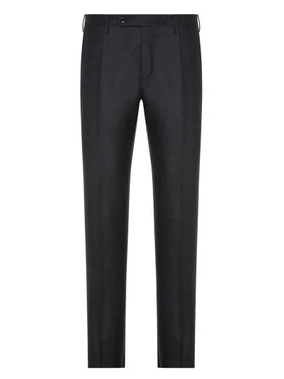 Incotex Dark Grey Wool Flannel Slim Fit Trousers - Incotex