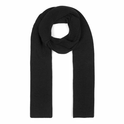 La Fileria Black Knitted Wool Scarf - La Fileria