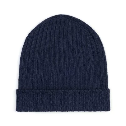 La Fileria Navy Blue Knitted Wool Hat - La Fileria