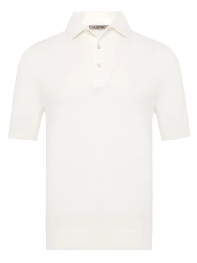 La Fileria Ecru Shirt Collar Regular Fit Cotton Knitwear - La Fileria