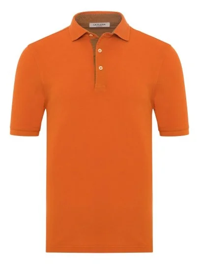 La Fileria Vintage Orange Shirt Collar Cotton Slim Fit T-Shirt - La Fileria
