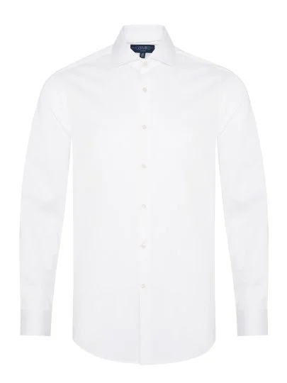 Germirli Non Iron White Satin Tailor Fit Italian Collar Shirt - Germirli 