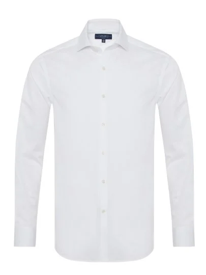 Germirli Non Iron White Thin Twill Tailor Fit Zero 24 Italian Collar Shirt - Germirli 