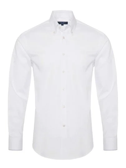 Non Iron White Twill Button-Down Collar Tailor Fit Zero 24 Shirt with Germirli - Germirli 