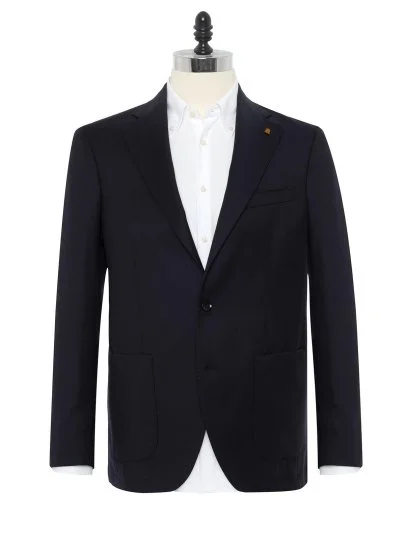 Sartoria Latorre Navy Blue Wool Unlined Blazer Jacket - Sartoria Latorre