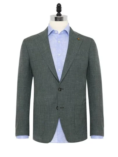 Sartoria Latorre Green Loro Piana Summertime Wool Silk Linen Unlined Jacket - Sartoria Latorre