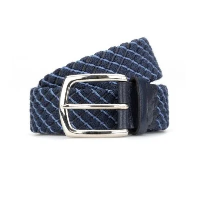 Stefano Corsini Navy Blue Leather Wool Knit Belt - Stefano Corsini