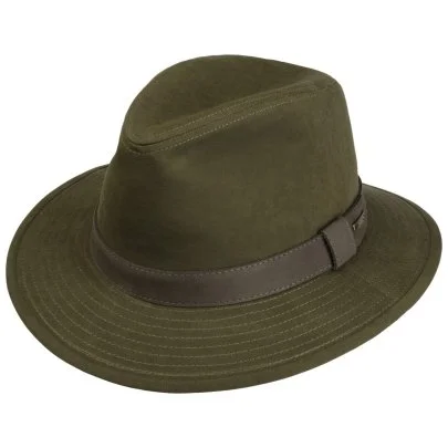 Stetson Olive Green Traveler Waxed Cotton UV Protection Water Repellent Hat - Stetson