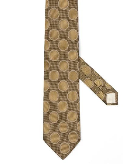 Feraud Bronz Gold Makro Optik Desenli İpek İtalyan Kravat - Feraud