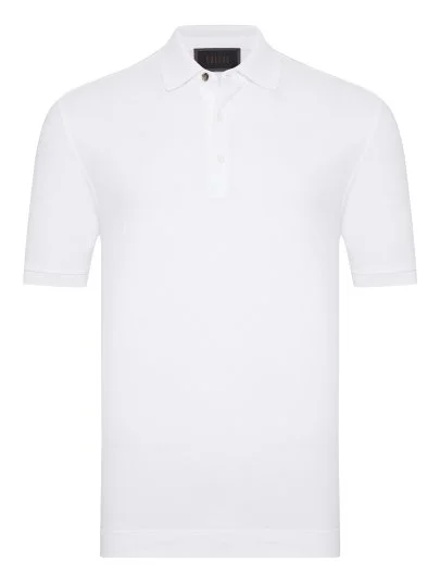 Gallus Beyaz Polo Yaka Pike Pamuk Regular Fit Tişört - Gallus