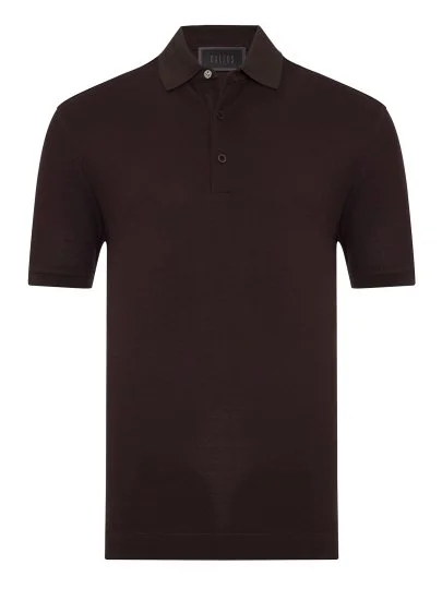 Gallus Kahverengi Polo Yaka Pike Pamuk Regular Fit Tişört - Gallus