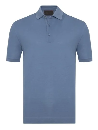 Gallus Mavi Polo Yaka Pike Pamuk Regular Fit Tişört - Gallus