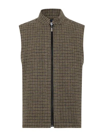 Germirli Albiate Bej Piyedepul Kazayağı Desenli Fermuarlı Rahat KalıpYünlü Yelek - Germirli 