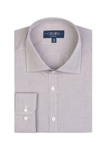 Germirli Albini Exclusive Kahverengi Pötikare Tailor Fit Pamuk Gömlek - Germirli 